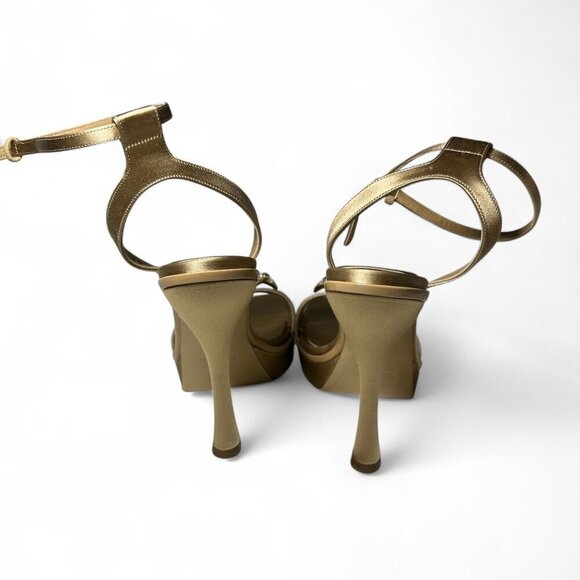 Salvatore Ferragamo Allison Crystal Knot High Heel Sandal, Light Camel, Sz 8 NIB - Picture 3 of 10